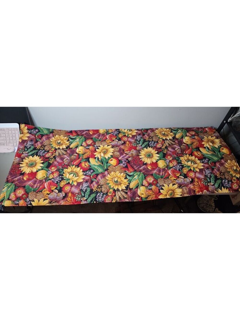 Double-sided Fall/Autumn floral and pumpkin table runner-homemade